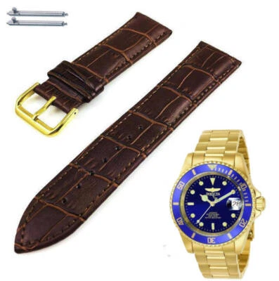 Correa de reloj de cuero de cocodrilo marrón para Invicta Pro Diver 40 mm #1081 Foto 1 de 4