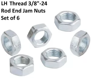 QA1 Qty 6 LH 3/8"- 24 Left Hand Thread Jam Nuts Zinc Carbon Rod End Heim Joints - Picture 1 of 1