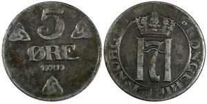 Noruega Haakon VII Hierro 1919 5 Oreros Primera Guerra Mundial KM # 368a (19 283) - Imagen 1 de 3