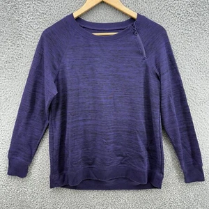 Gerry Womens M Sweatshirt Purple Heather L/S Crew Neck Pullover Zip Shoulder - Picture 1 of 7