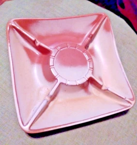 Vintage Frankoma 7" Carmel Brown Beige Square Candy Tray #490 Art Deco Design - Picture 1 of 3