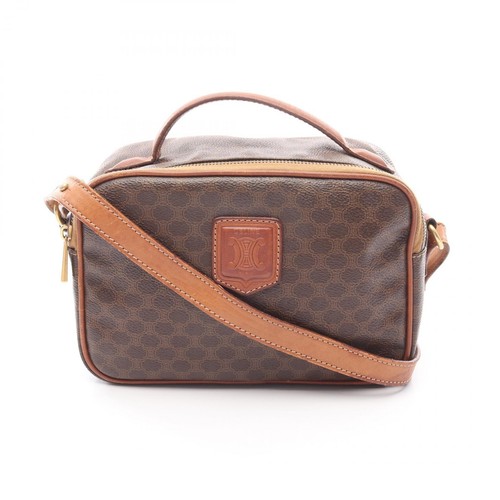 Borsa a tracolla CELINE Macadam a mano tela pelle marrone usata donna