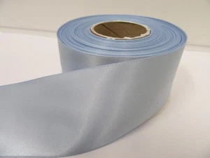 3mm 7mm 10mm 15mm 25mm 38mm 50mm BABY LIGHT BLUE Satin Ribbon Double Roll Bows - Picture 1 of 10