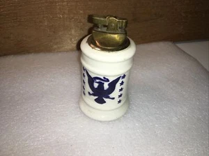 Vintage MINXIE Fluid CIGARETTE LIGHTER Ceramic, Brass Table Desk Top, signed. - Picture 1 of 11