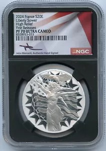 Moneda de 20 euros Mercanti JP994 2024 Francia Liberty Sembrador 1 OZ prueba de plata NGC PF70 - Imagen 1 de 3