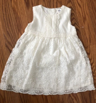 Nuevo Hermoso Vestido de Bebé Oshkosh B'Gosh Marfil Encaje Talla 12 MO. Foto 1 de 4