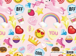 12 Fogli 70x100cm Carta da Regalo Smiley World Rosa 90gr Marpimar - Foto 1 di 1