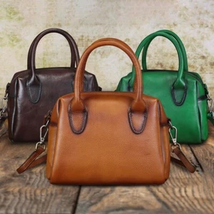 Genuine Leather Handbag for Women Leather Top Handle Purse Retro Handmade Bag - Picture 1 of 14