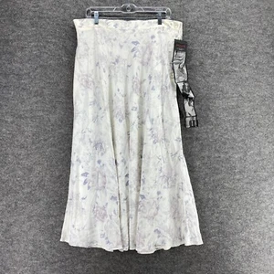 New Kathryn Skirt Women 18/20 Plus White Floral Maxi Long Button Up Mid Rise - Picture 1 of 10