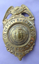 RARE ANTIQUE BRASS OBSOLETE SPECIAL DEPUTY SHERIFF ERIE COUNTY NEW YORK Badge