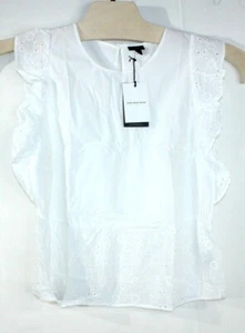 NWT Who What Wear Bright White Sleeveless Shirt Button Back Zip Side Sz 2x/3x/4x - Picture 1 of 15