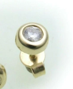 Pendientes de hombre oro 750 brillante 0,10 quilates diamante oro amarillo 5 mm 14 kt - Imagen 1 de 2