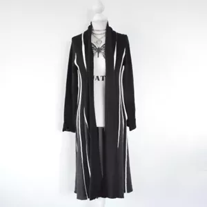 Vintage y2k 00s 2000s long knit striped cardigan goth aesthetic layering piece S - Picture 1 of 8