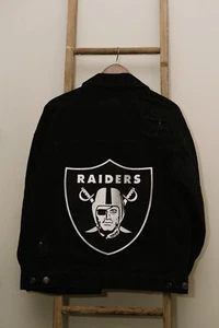 Embroidered Oakland Raiders NFL Denim Jacket No Tag Large - Picture 1 of 2
