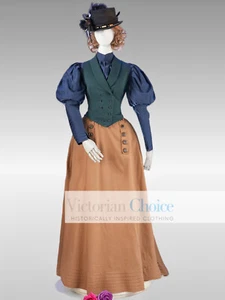 Victorian Edwardian Blouse Vest Skirt Dress Downton Abbey Historical Gown 2403 - Picture 1 of 8