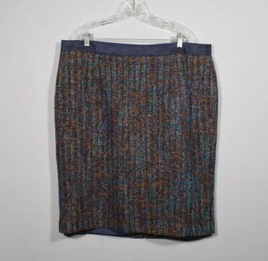 Boden Periwinkle blau orange Tweed Wollmischung Bleistift Knie Rock Gr. US 18L - Bild 1 von 4
