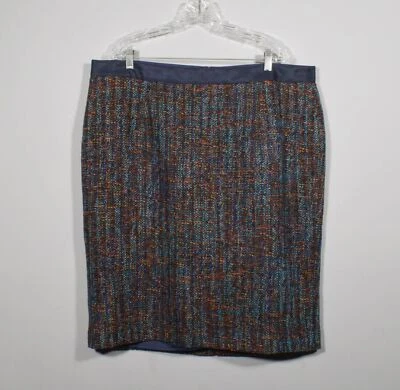 Boden Periwinkle Blue Orange Tweed Wool Blend Pencil Knee Skirt Sz US 18L - Image 1 of 4
