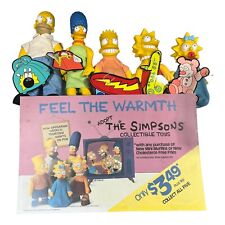 Vintage 1990 Burger King THE SIMPSONS Plush Dolls Set w/ RARE Store Advertising