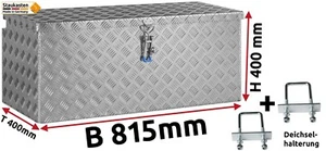 Deichselbox Staubox Gurtkiste Anhängerbox Alu Riffelblech 815x400x400mm - 500800 - Bild 1 von 10