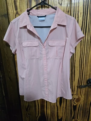 COLUMBIA PFG Womens Shirt Pink Size Medium Short Sleeve Button up Adult Cotton - Image 1 of 2