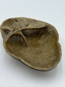 Vintage Carved Ashtray / Trinket Dish Flower & Leaf Motif Soapstone - Picture 1 of 5