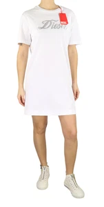 DIESEL D-Egor Womens Dress S White Short Sleeve Crew Neck Silver Tone RRP€110 * - Picture 1 of 11
