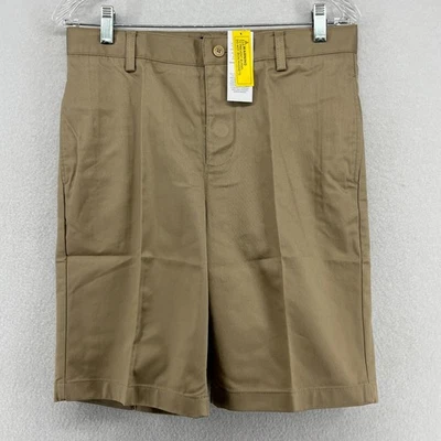 Pantalones Cortos LANDS END Juveniles 18 Bermudas 9" Sarga Chino Cintura Ajustable Marrón NUEVO Foto 1 de 4