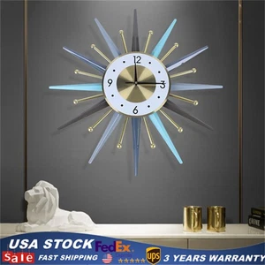 Simple Nordic Vintage Style Mid Century Starburst Wall Clock Wall Watch Decor - Picture 1 of 15