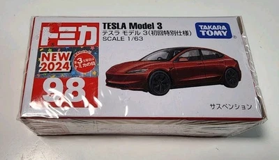 2024 Takara Tomy Tomica #98 Red Tesla Model 3 1/63 Diecast - Image 1 of 4