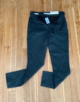 NWT LOFT Ann Taylor The Sutton Skinny Petite 00 Dark Green Khaki Black Plaid - Image 1 of 4