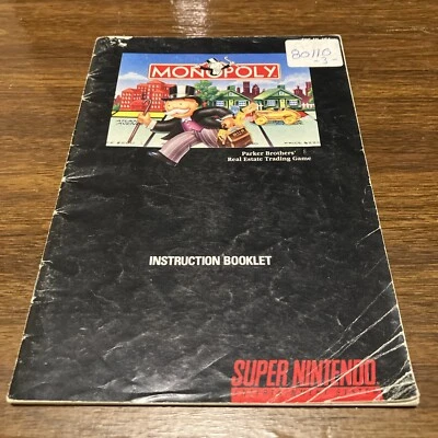 Monopoly SNES Super Nintendo Instruction Manual Only Original Authentic - Image 1 of 2