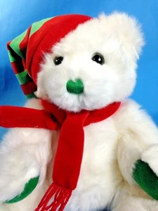 Oso de peluche blanco Merry Ty clásico peluche gorro 2004 - 12" - Imagen 1 de 9