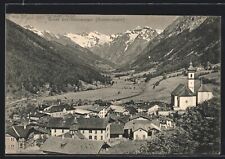 Gossensass am Brenner, partial view with church and valley view, postcard 