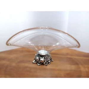 Cristalleria a Saffio E Oggettistica Murano Glass Pewter Base Crystal 15" Vase - Picture 1 of 15