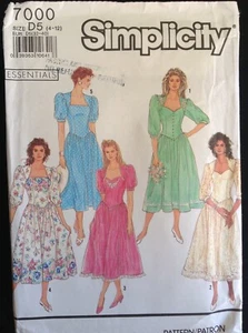 Patrón Simplicity 7000, vestido retro misses’/pequeño años 90, escote swthrt 4-12 - Imagen 1 de 2