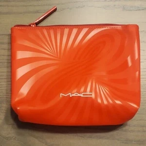 MAC Cosmetics Red Swirl PVC Plastic Zip Top Cosmetic Bag Makeup Pouch NEW - Picture 1 of 7
