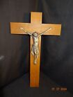 Vintage Wood/Metal Church Crucifix Corpus Jesus Christ Cross.