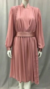Vintage 70's Hal Ferman Dusty Rose Pink knee high Dress - Picture 1 of 5