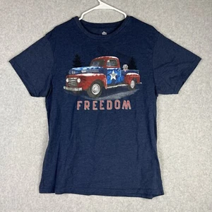 Camiseta Patriótica Para Hombre L Azul Camioneta Pickup Con Perro Mangas Cortas Freedom Star - Imagen 1 de 8