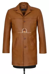 Chaqueta Blazer Benjamin Tan (SR3476) Para Hombre Nueva Inteligente Hasta la Rodilla Piel de Cordero Cuero - Imagen 1 de 5