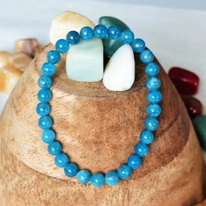 Armband Natursteine Apatit blau 6 mm - Lithotherapie Steine - Bild 1 von 3
