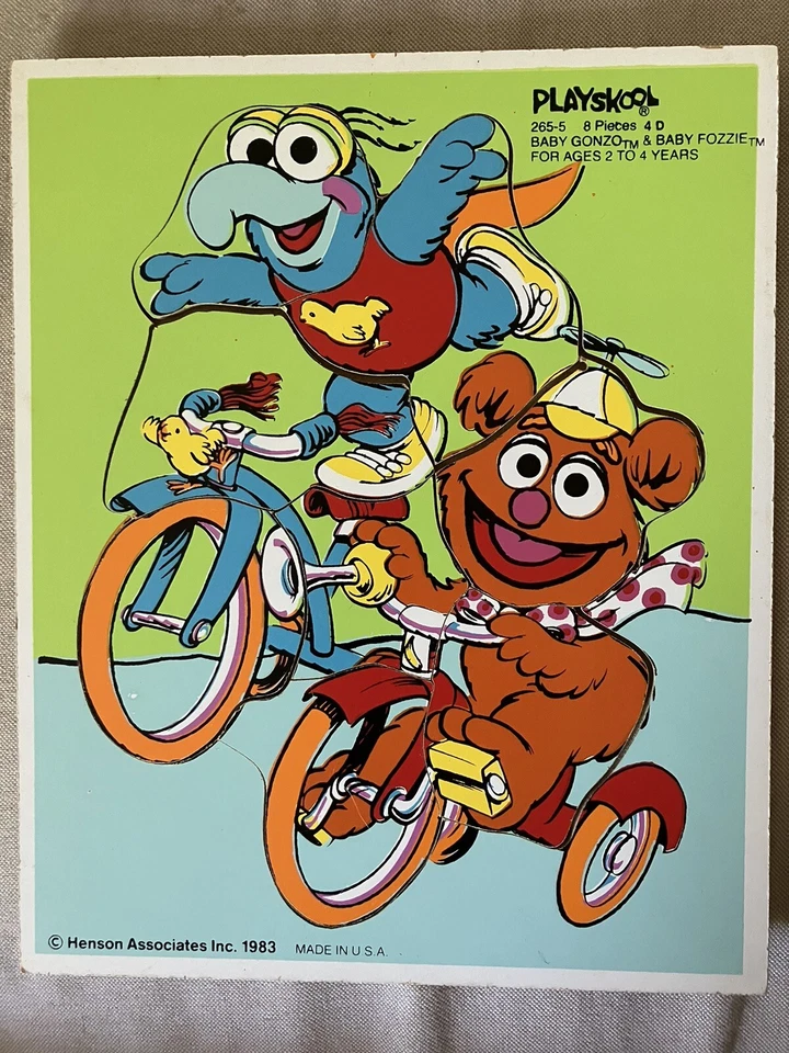 Rompecabezas de madera Jim Henson 1983 vintage Muppets Playskool Gonzo Fozzy Bear Foto 1 de 1