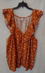 Women's Brown Flowing Floral Old Navy Blouse Size XXL - Picture 1 of 4