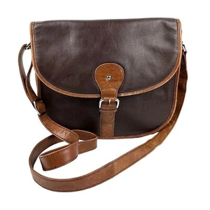 ILI New York Saddle Bag Brown Leather Crossbody Handbag Purse - Picture 1 of 12