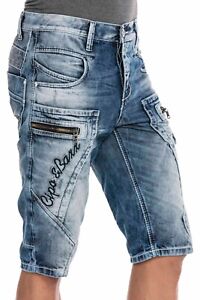 Cipo & Baxx KERBY Herren kurze Jeans Shorts capri Denim Blau CK101 alle Gr.