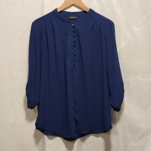 Cocomo Damen Bluse Größe L 3/4 halb geraffte Ärmel dunkelblau 3/4 Knopf - Bild 1 von 6