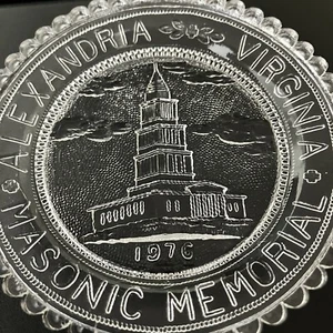 President George Washington Masonic National Memorial Pairpoint Glass Cup Plate - Picture 1 of 5