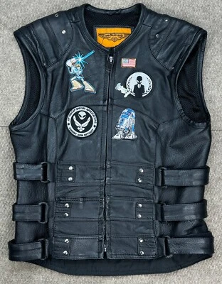 Chaleco de montar Dream Apparel de cuero de colección con soporte para pistola de motocicletas talla pequeña Foto 1 de 4