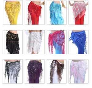 Women Belly Dance Hip Scarf with Tassel Sequins See through Durable Sexy Costume - Picture 1 of 23