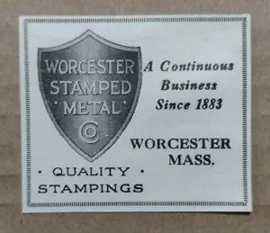 1927 Worcester gestempeltes Metall Co. Werbung Worcester, Massachusetts - Bild 1 von 1